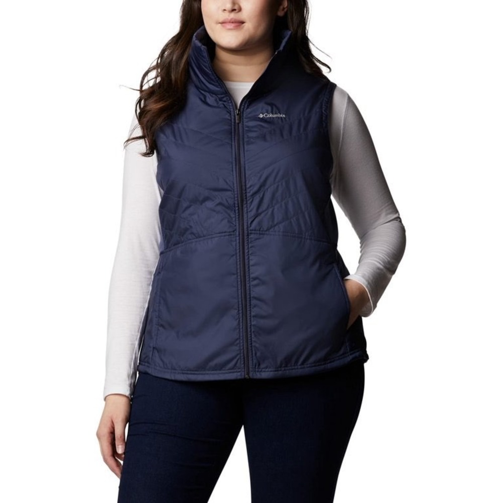 Columbia Mix It Around II Vest Womens Medium Quilted Navy Blue Full Zip Hiking - Picture 2 of 16